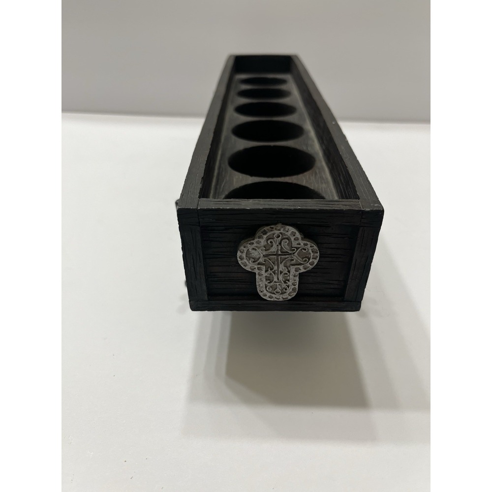 Home Interiors Cross Candle Holder Black Faux Wood Resin Crosses Metal Stand - Picture 6 of 13